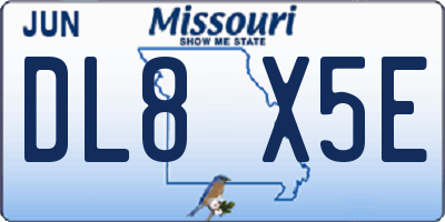MO license plate DL8X5E
