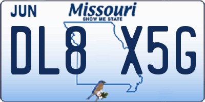 MO license plate DL8X5G