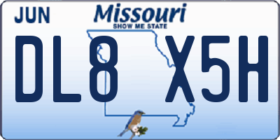 MO license plate DL8X5H