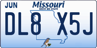 MO license plate DL8X5J