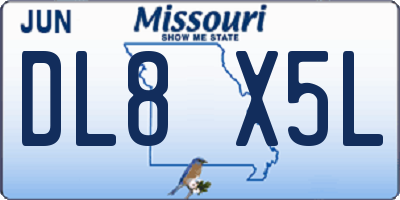 MO license plate DL8X5L