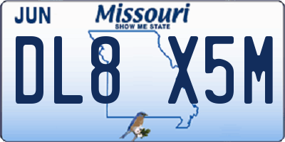 MO license plate DL8X5M