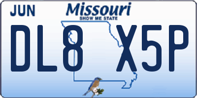 MO license plate DL8X5P