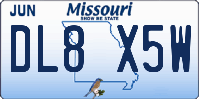 MO license plate DL8X5W
