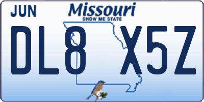 MO license plate DL8X5Z