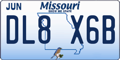 MO license plate DL8X6B