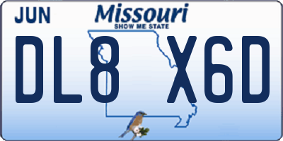 MO license plate DL8X6D