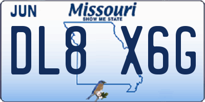 MO license plate DL8X6G
