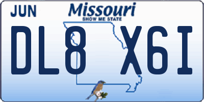 MO license plate DL8X6I