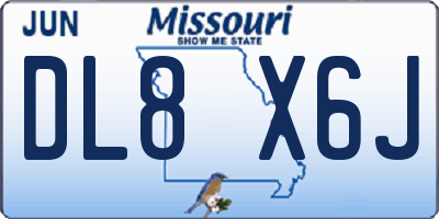 MO license plate DL8X6J