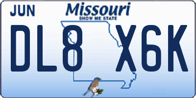 MO license plate DL8X6K