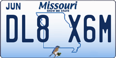 MO license plate DL8X6M