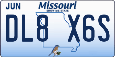 MO license plate DL8X6S
