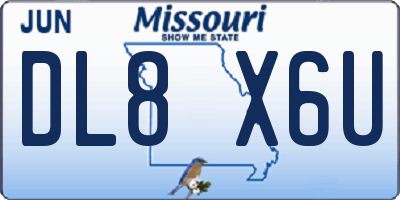 MO license plate DL8X6U
