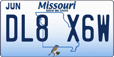 MO license plate DL8X6W