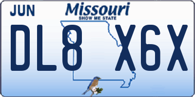 MO license plate DL8X6X