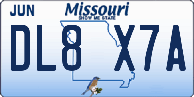 MO license plate DL8X7A