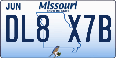 MO license plate DL8X7B