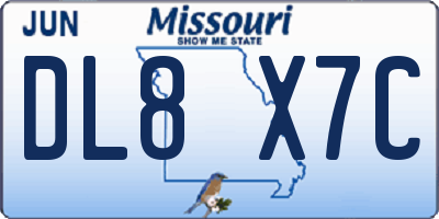 MO license plate DL8X7C