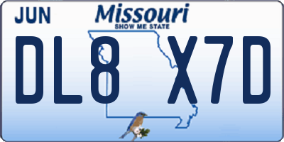 MO license plate DL8X7D