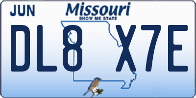 MO license plate DL8X7E