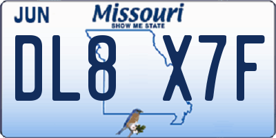 MO license plate DL8X7F