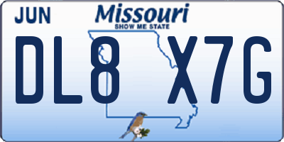 MO license plate DL8X7G