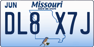 MO license plate DL8X7J