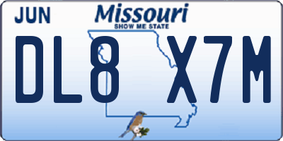 MO license plate DL8X7M