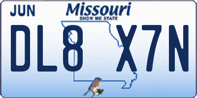 MO license plate DL8X7N