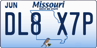 MO license plate DL8X7P