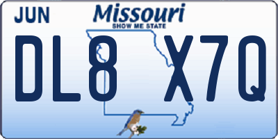 MO license plate DL8X7Q