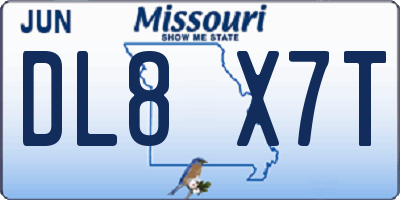 MO license plate DL8X7T