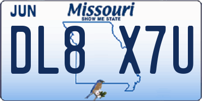 MO license plate DL8X7U