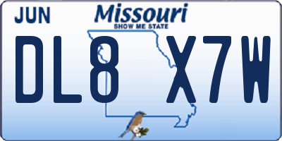 MO license plate DL8X7W