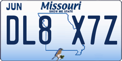 MO license plate DL8X7Z