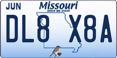 MO license plate DL8X8A