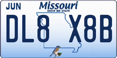 MO license plate DL8X8B