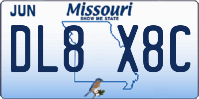 MO license plate DL8X8C