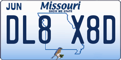 MO license plate DL8X8D