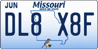 MO license plate DL8X8F