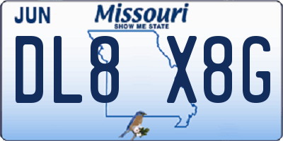 MO license plate DL8X8G