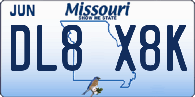 MO license plate DL8X8K