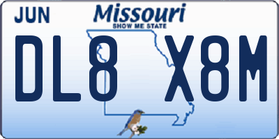 MO license plate DL8X8M