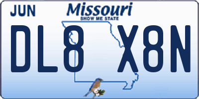 MO license plate DL8X8N