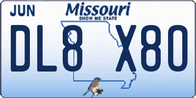 MO license plate DL8X8O