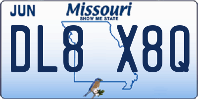 MO license plate DL8X8Q