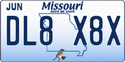MO license plate DL8X8X