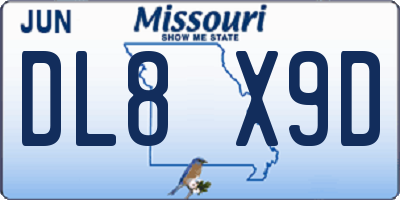 MO license plate DL8X9D