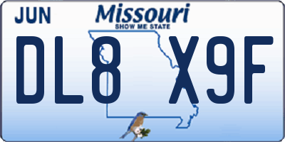 MO license plate DL8X9F